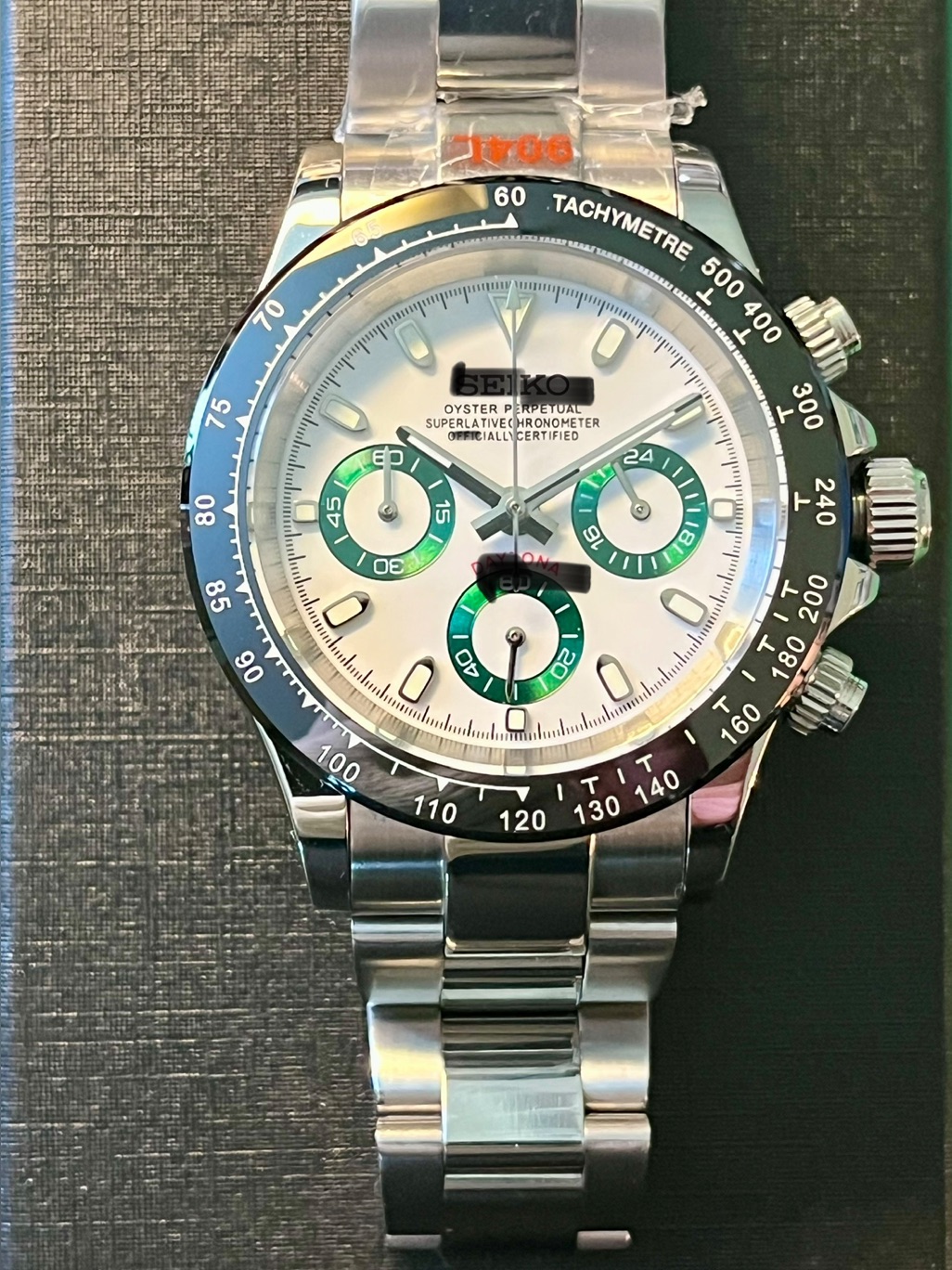 Custom Vk63 Racing Chronograph Mod White/Green Dial